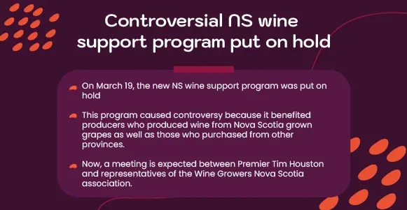 Controversial NS wine support program put on hold