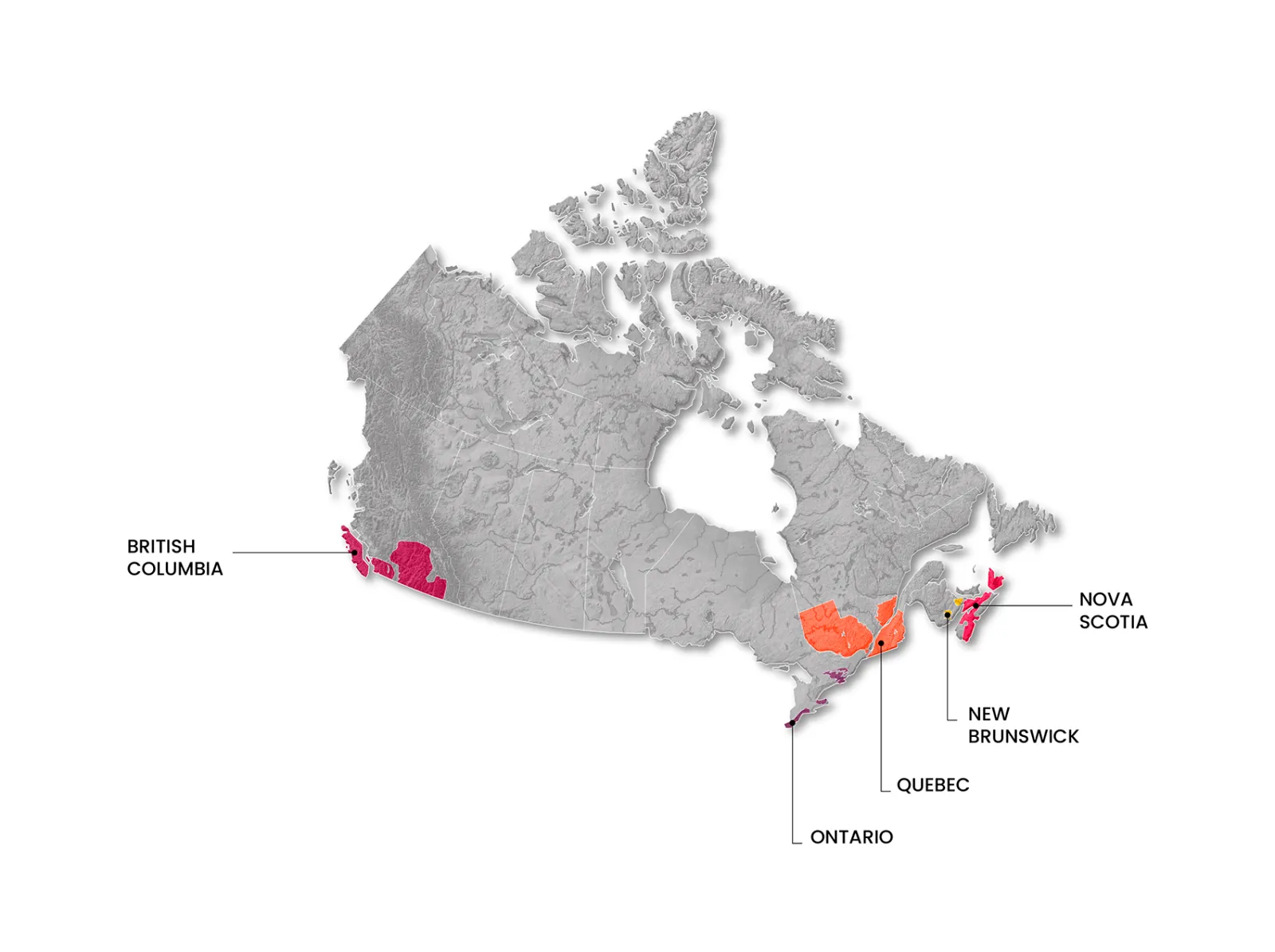Canada wine regions map