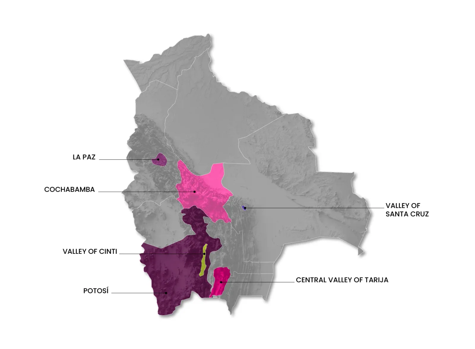 Bolivia wine regions map