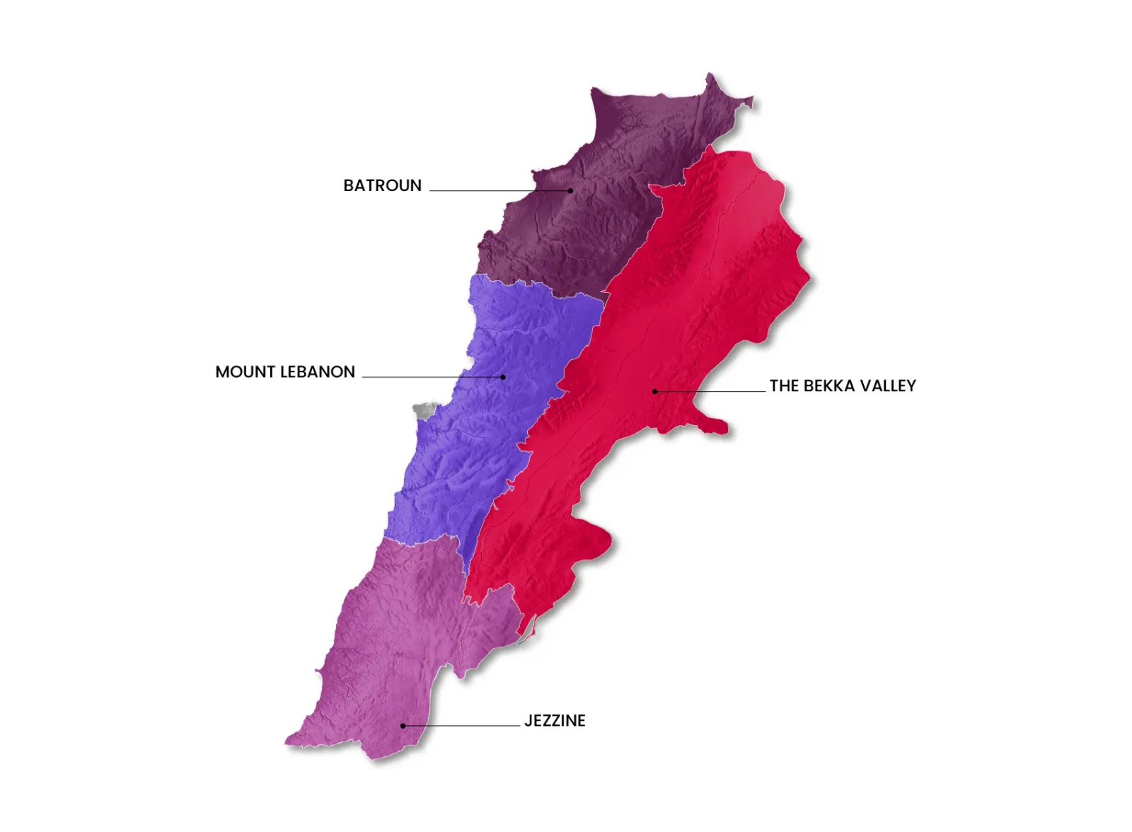 Lebanon wine regions map