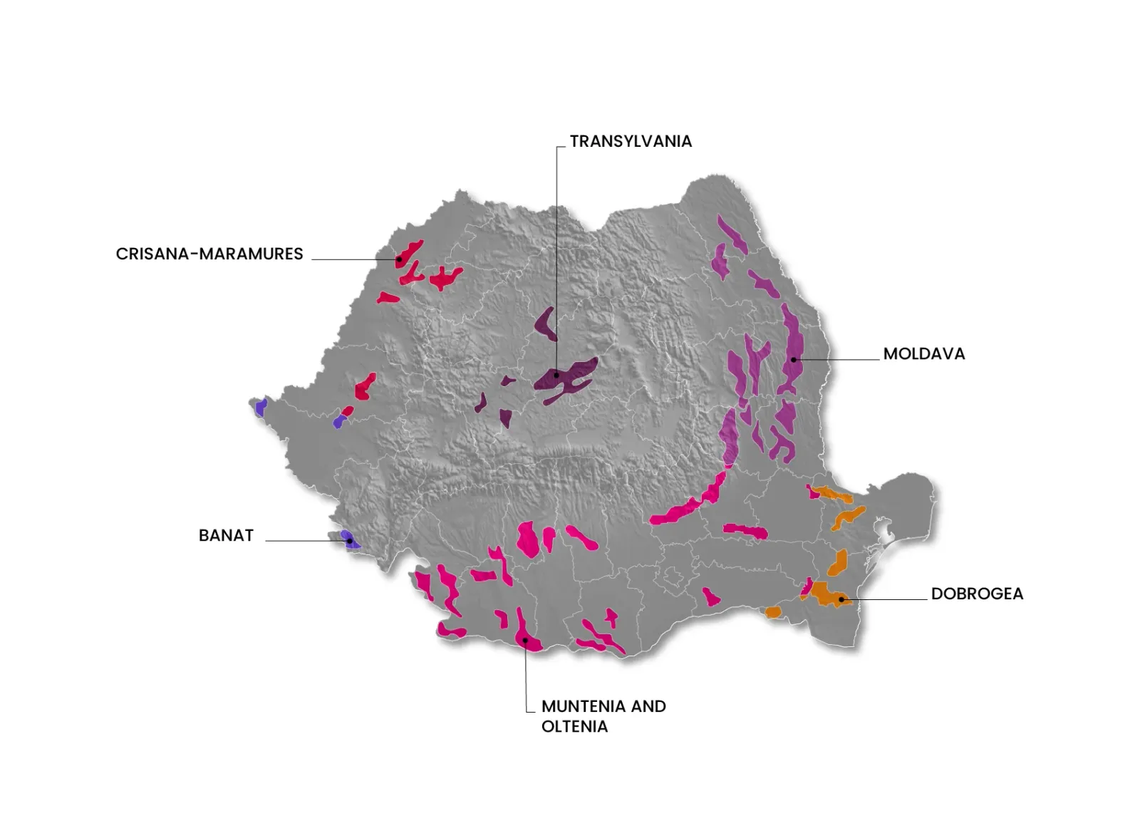 Romania wine regions map