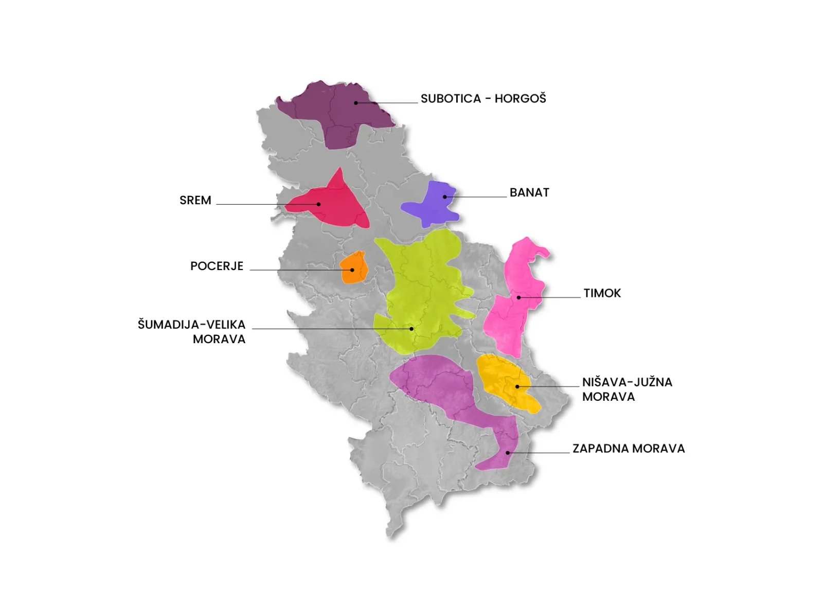 Serbia wine regions map