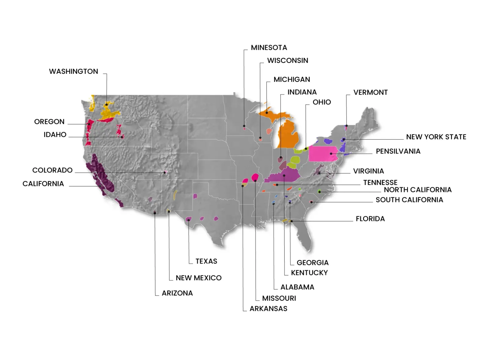 United States wine regions map