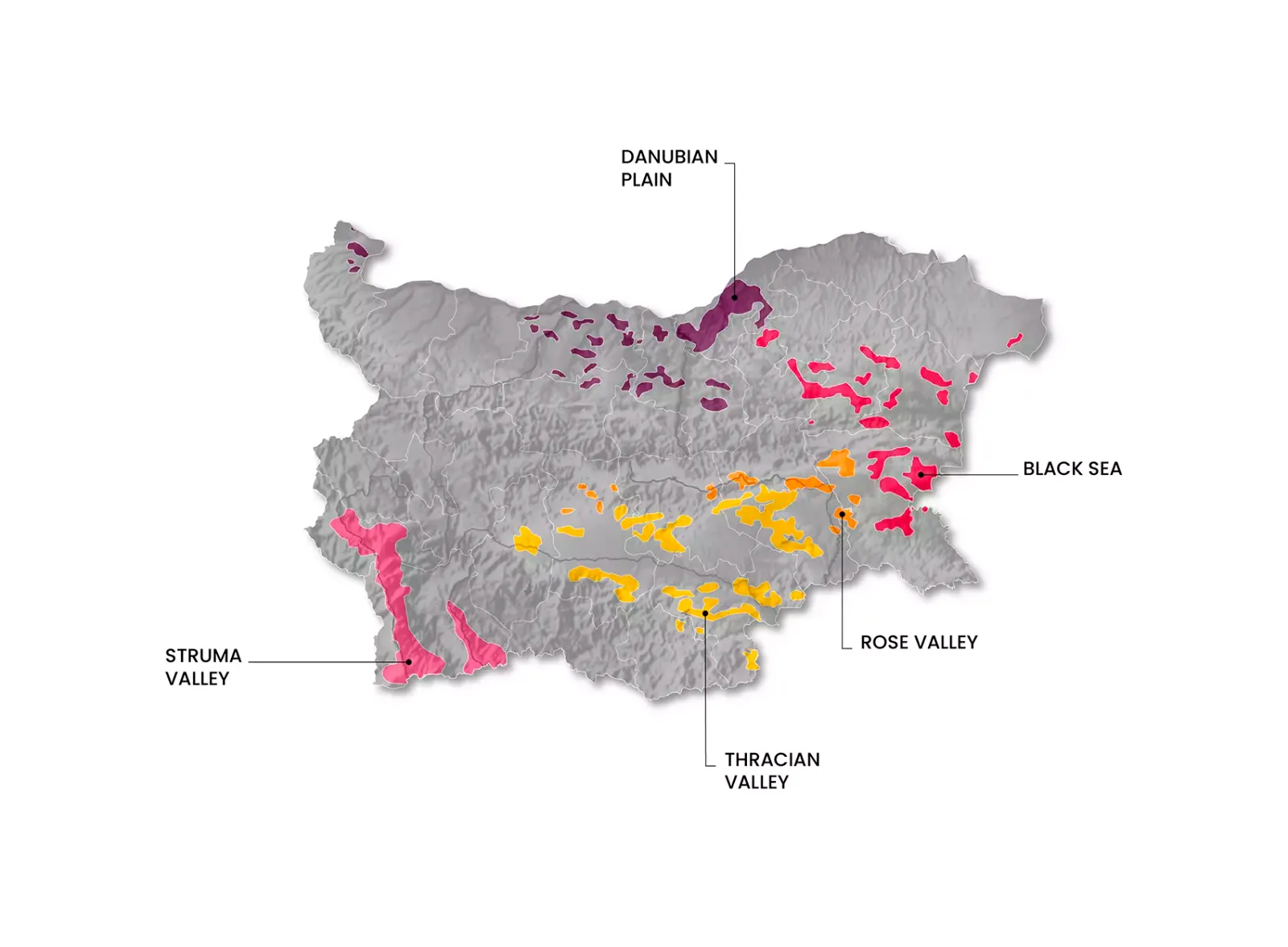 Bulgaria wine regions map