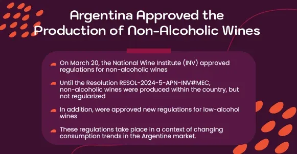 Argentina approved the production of non-alcoholic wine