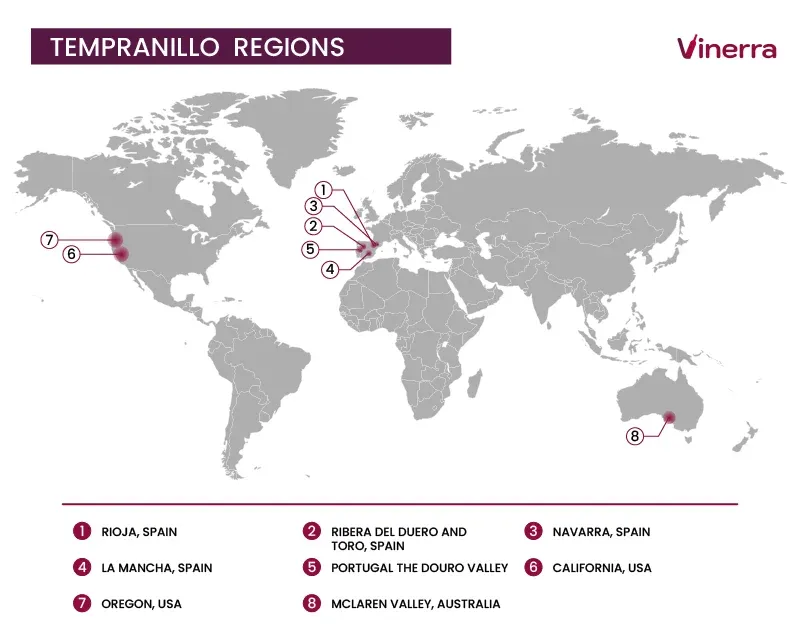 Main Regions for Tempranillo Wine