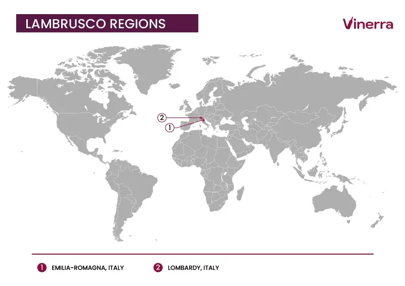 Main Regions of Lambrusco Wine Production